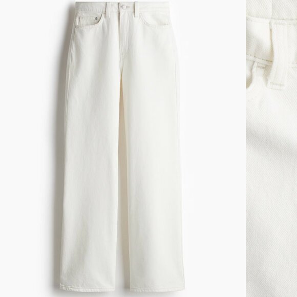 NWT Ultra HIgh Waist Wide Leg Jeans Off White Cream Size 2 Perfect! - Picture 2 of 9